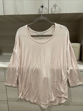 White + Warren Pale Pink Scoop Neck Long Sleeve Top
